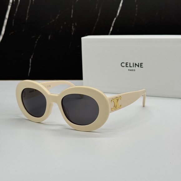 NEW CELINE CL40312U 25A ROUND IVORY WOMEN SUNGLASSES CELINE - Picture 1 of 10